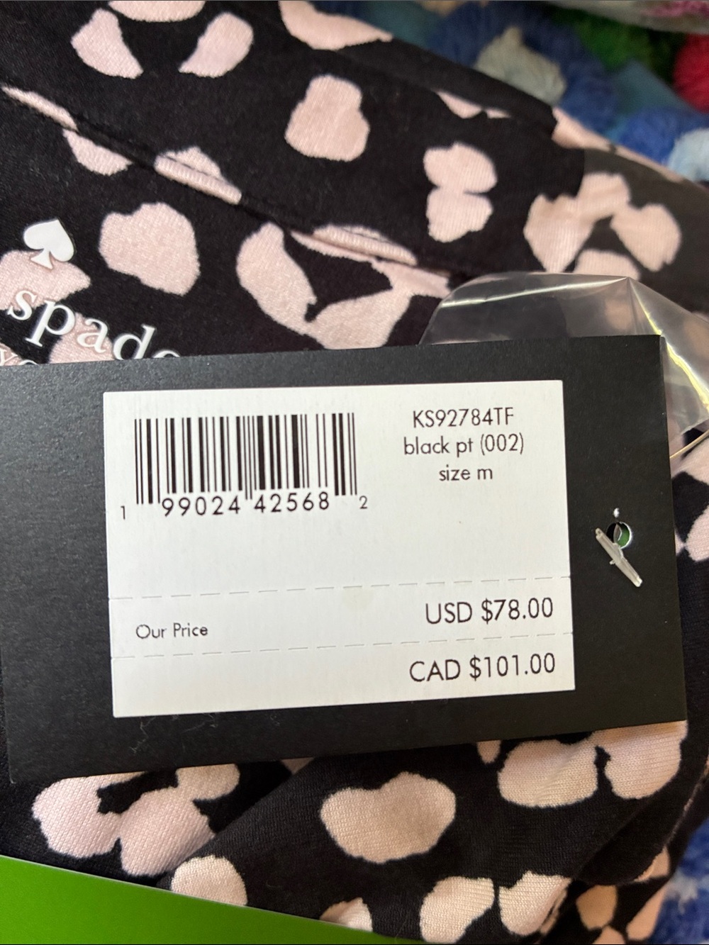 NWT Kate Spade New York Black with Pink Dot Dress (Size M) PJ Set Sz Medium - Picture 4 of 6